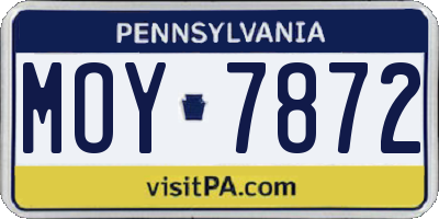 PA license plate MOY7872