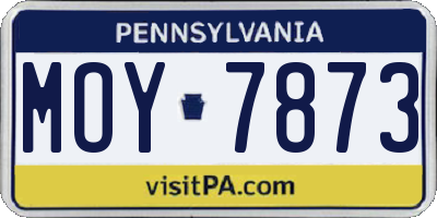 PA license plate MOY7873