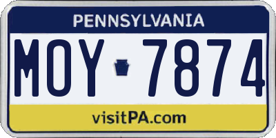 PA license plate MOY7874