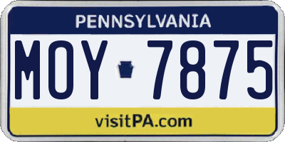PA license plate MOY7875