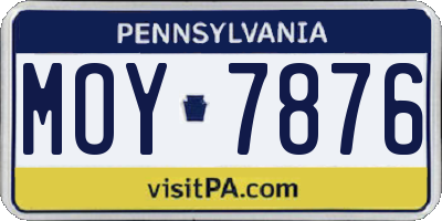 PA license plate MOY7876
