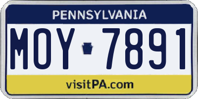 PA license plate MOY7891