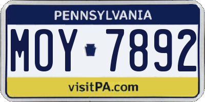 PA license plate MOY7892