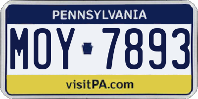 PA license plate MOY7893