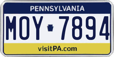 PA license plate MOY7894