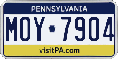 PA license plate MOY7904