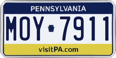 PA license plate MOY7911
