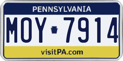 PA license plate MOY7914