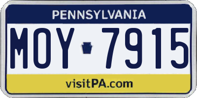 PA license plate MOY7915