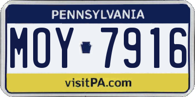 PA license plate MOY7916