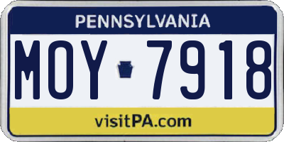 PA license plate MOY7918