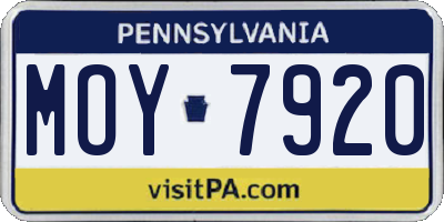 PA license plate MOY7920