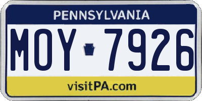 PA license plate MOY7926