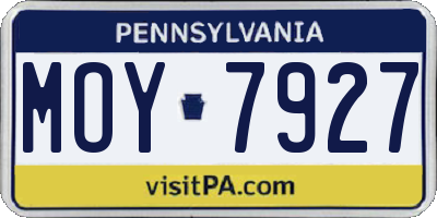 PA license plate MOY7927