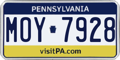 PA license plate MOY7928