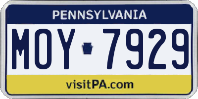 PA license plate MOY7929