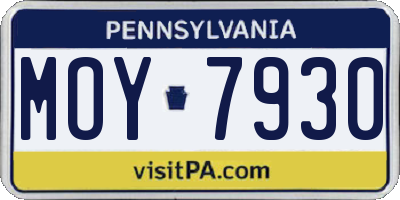 PA license plate MOY7930