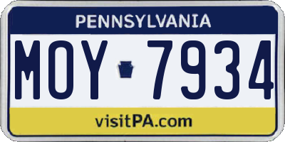 PA license plate MOY7934