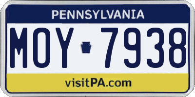 PA license plate MOY7938