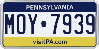 PA license plate MOY7939