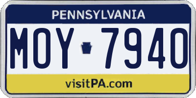PA license plate MOY7940