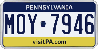 PA license plate MOY7946