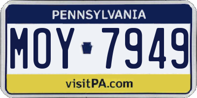 PA license plate MOY7949