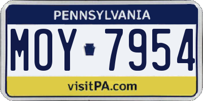 PA license plate MOY7954