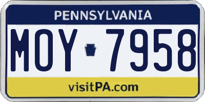 PA license plate MOY7958