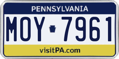 PA license plate MOY7961