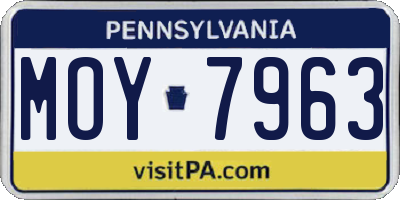 PA license plate MOY7963
