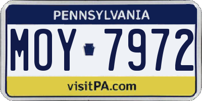 PA license plate MOY7972