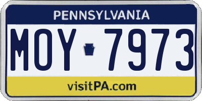 PA license plate MOY7973