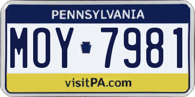 PA license plate MOY7981