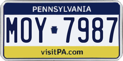 PA license plate MOY7987