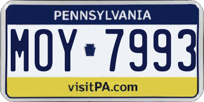PA license plate MOY7993