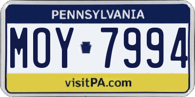 PA license plate MOY7994