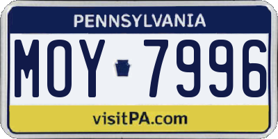 PA license plate MOY7996