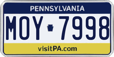 PA license plate MOY7998