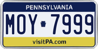 PA license plate MOY7999