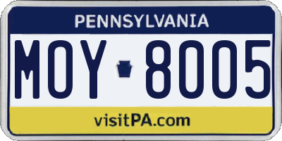 PA license plate MOY8005