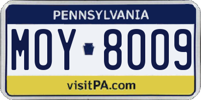 PA license plate MOY8009