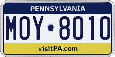 PA license plate MOY8010