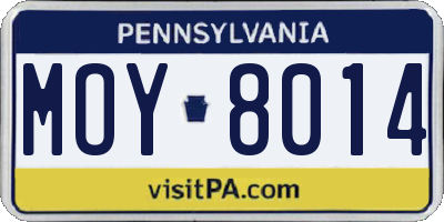 PA license plate MOY8014