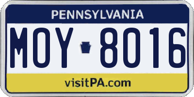 PA license plate MOY8016
