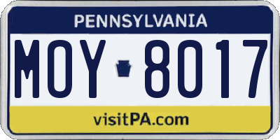 PA license plate MOY8017