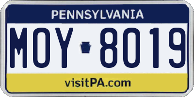 PA license plate MOY8019