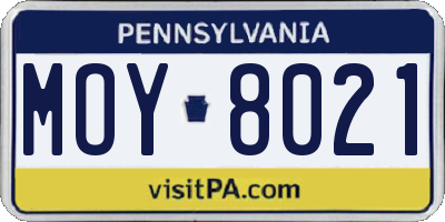 PA license plate MOY8021