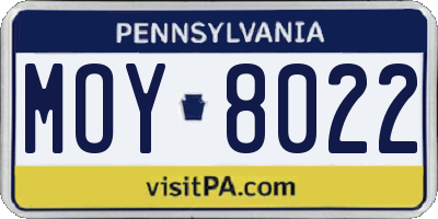PA license plate MOY8022