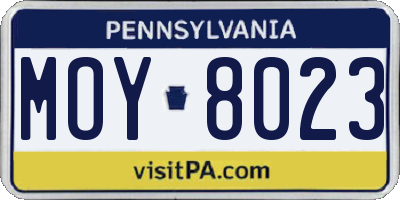 PA license plate MOY8023